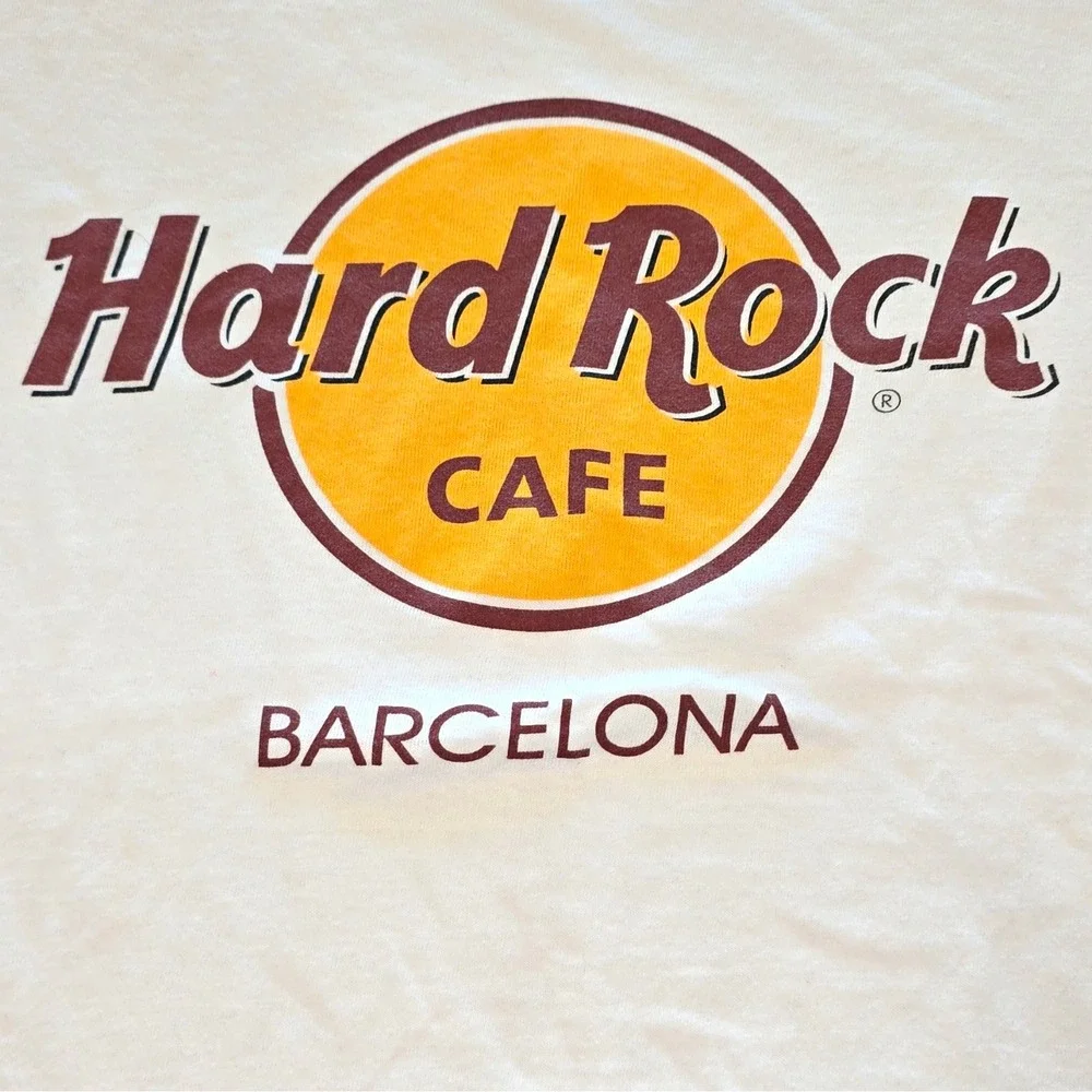 Hard Rock Cafe Barcelona White T-Shirt, Medium, Original Music Rock & Pop